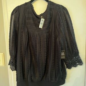 Express Black Textured Women's Blouse